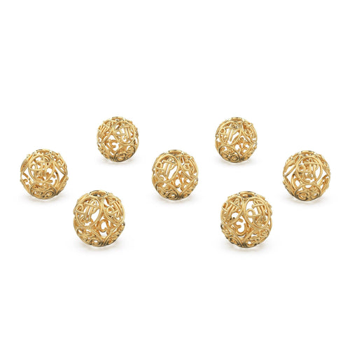 Shree Om Designer Solid Gold 14k 18k Handmade Gold Spacer Bead Jewelry Making Supply 6mm 8mm 10mm - Jalvi & Co.
