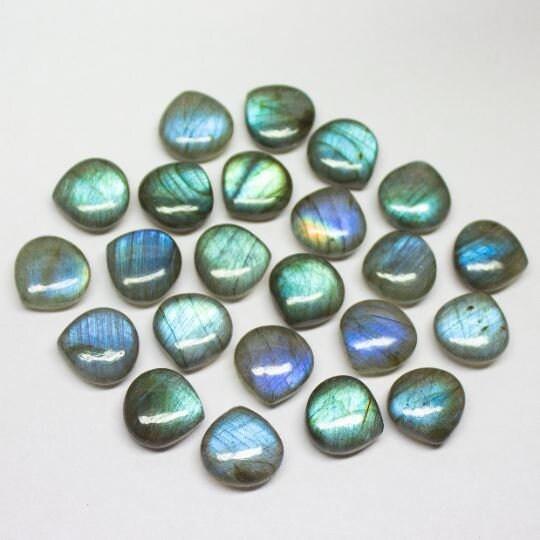 Side Drilled, 3 Matched Pair,Labradorite Smooth Heart Shape, - Jalvi & Co.