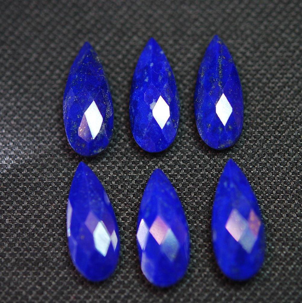 Side Drilled, 4 Matched Pair, Aaa Quality, Lapis Lazuli Feceted Long Pear Briolettes 10X20mm Calibrated Size - Jalvi & Co.