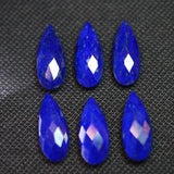 Side Drilled, 4 Matched Pair, Aaa Quality, Lapis Lazuli Feceted Long Pear Briolettes 10X20mm Calibrated Size