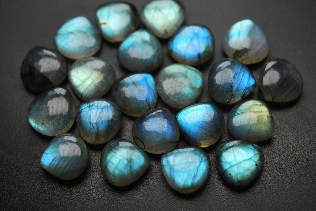 Side Drilled, 5 Matched Pair,Labradorite Smooth Heart Shape, 20mm - Jalvi & Co.