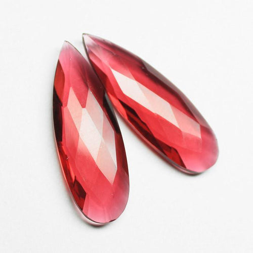 Side Drilled 6pc, 20mm, Red Fire Opal Quartz Pear Long Drops Briolette Gemstone Matching Pair - Jalvi & Co.