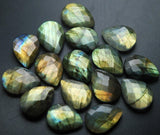 Side Drilled, 8 Inch, 13 Beads,Super Finest Gold Flash Labradorite Faceted Pear Shape Briolettes Size 16-18mm Aprx