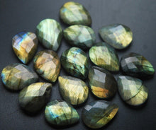 Load image into Gallery viewer, Side Drilled, 8 Inch, 13 Beads,Super Finest Gold Flash Labradorite Faceted Pear Shape Briolettes Size 16-18mm Aprx - Jalvi &amp; Co.