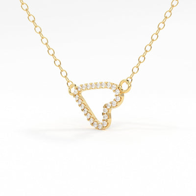 Sideways Heart necklace / 14k Gold Sideways Diamond Heart in Micro Pave Setting / Gift for Her / Love Girl / Mothers Day Sale - Jalvi & Co.