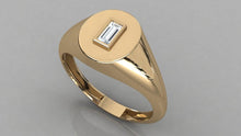 Load image into Gallery viewer, Signet Ring in 14k Gold / Baguette Diamond Pinky Ring in 14k Gold / Bezel Set Baguette Rose Gold Pinky Ring / Memorial Day Sale - Jalvi &amp; Co.