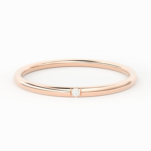 Simple Diamond Band in 14k Gold / Stackable Gold Ring / Gold Band White Diamond Ring / Graduation Gift - Jalvi & Co.