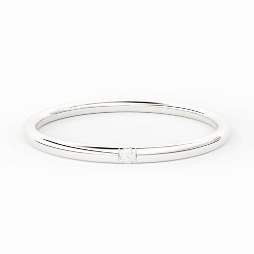 Simple Diamond Band in 14k Gold / Stackable Gold Ring / Gold Band White Diamond Ring / Graduation Gift - Jalvi & Co.