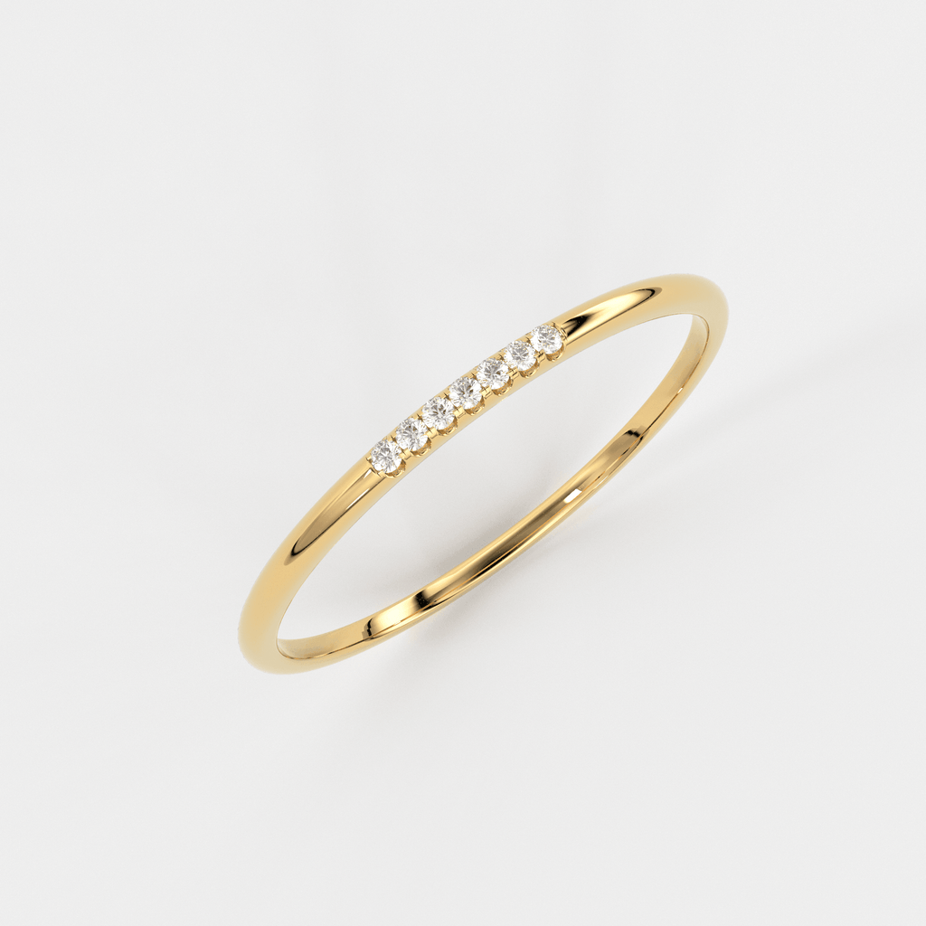 Simple Diamond Ring, Wedding Engagement Ring Diamond Eternity Minimalist 14k Solid Yellow Gold Micro Pave Wedding,Rose Gold Ultra Thin Band - Jalvi & Co.