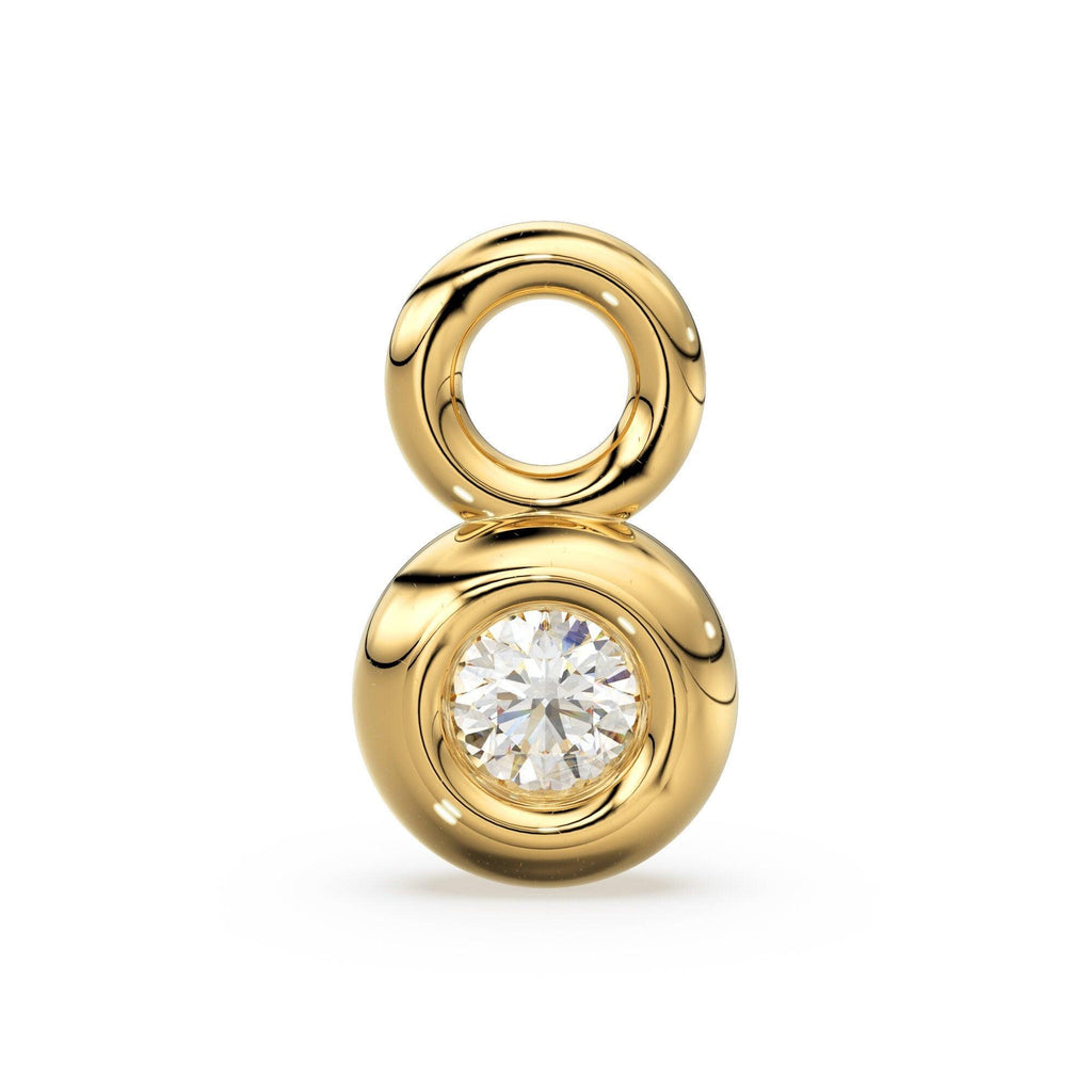 Single Diamond Bezel Tiny Charm Pendant / 14k 18k Solid Gold Charm / Diamond Charm / Petite Charm / Sale - Jalvi & Co.