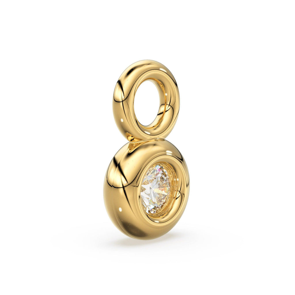 Single Diamond Bezel Tiny Charm Pendant / 14k 18k Solid Gold Charm / Diamond Charm / Petite Charm / Sale - Jalvi & Co.