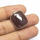 Single PIece, 25mm, Untreated Sapphire Rose Cut Cushion 925 Sterling Silver Charm Pendant