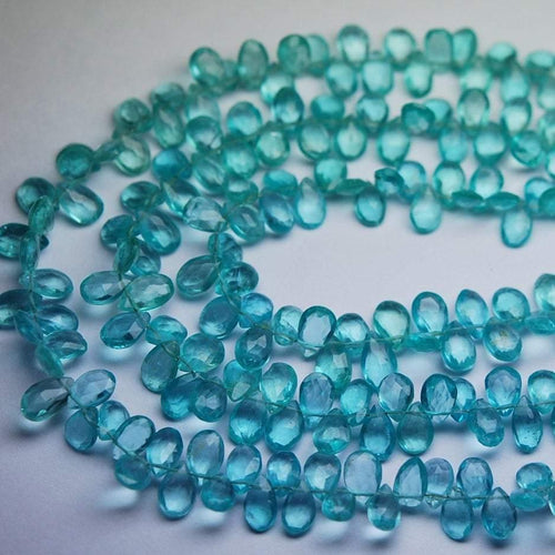 Sky Blue Apatite Faceted Pear Briolette Gemstone Loose Beads Strand 6mm 8mm 8