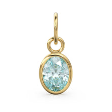 Load image into Gallery viewer, Sky Blue Topaz Oval Solid Gold Charm / Natural Blue Gemstone Handmade Gold Pendant / 1pc 14k Solid Yellow Gold Jewelry Making FindingsSALE - Jalvi &amp; Co.