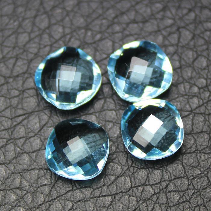 Sky Blue Topaz Quartz Faceted Cushion Beads 8mm 10pc - Jalvi & Co.