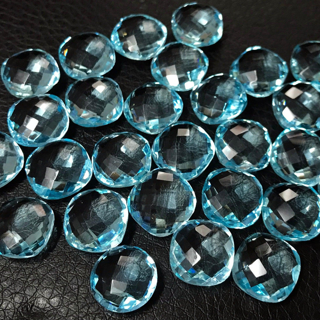 Sky Blue Topaz Quartz Faceted Cushion Briolette Gemstone Beads 4pc 14mm - Jalvi & Co.