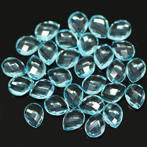 Sky Blue Topaz Quartz Faceted Pear Drop Briolette Matching Beads 6pc 12x10mm - Jalvi & Co.