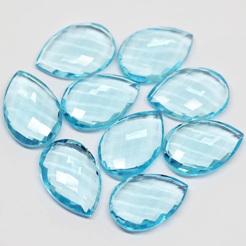 Sky Blue Topaz Quartz Faceted Pear Drops Briolette Beads 1 Pair 2pc 22x15mm - Jalvi & Co.