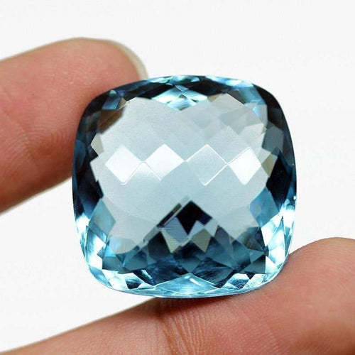 Sky Blue Topaz Quartz Hydro Square Cut Stone Gemstone, 25x25x14mm aprrox - Jalvi & Co.