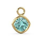 Sky Blue Topaz Solid Gold Charm / Natural Gemstone Handmade Pendant / 1pc 14k Solid Yellow Gold Jewelry Making Findings