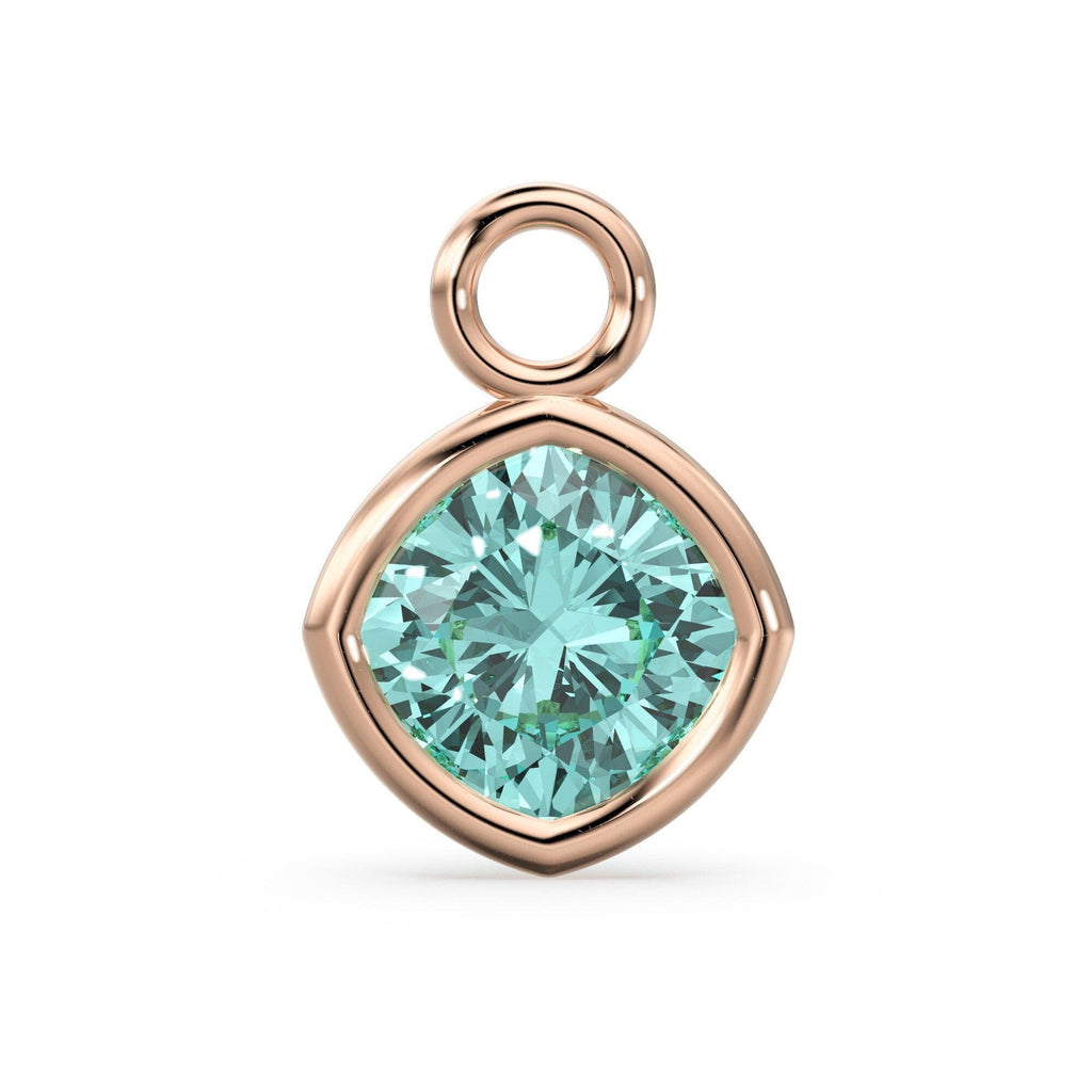 Sky Blue Topaz Solid Gold Charm / Natural Gemstone Handmade Pendant / 1pc 14k Solid Yellow Gold Jewelry Making Findings - Jalvi & Co.