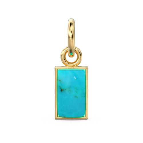 Sleeping Beauty Turquoise Pendant / 18k Solid Yellow Gold Bezel Turquoise Charm / Blue Gemstone Jewelry / Sleeping Beauty Charm - Jalvi & Co.
