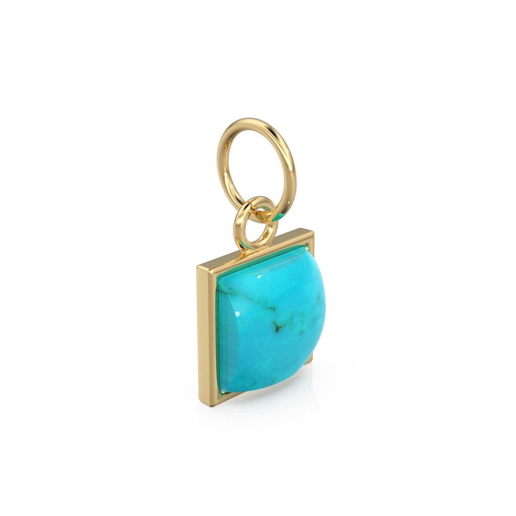 Sleeping Beauty Turquoise Pendant / 18k Solid Yellow Gold Bezel Turquoise Charm / Blue Gemstone Jewelry / Sleeping Beauty Charm for Necklace - Jalvi & Co.