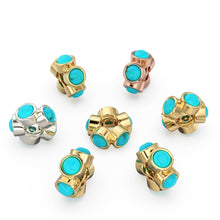 Load image into Gallery viewer, Sleeping Beauty Turquoise Solid Gold Bead Spacer Finding, Designer 14k Turquoise Spacer, Gold Finding, Solid Gold Bead, 6mm - Jalvi &amp; Co.