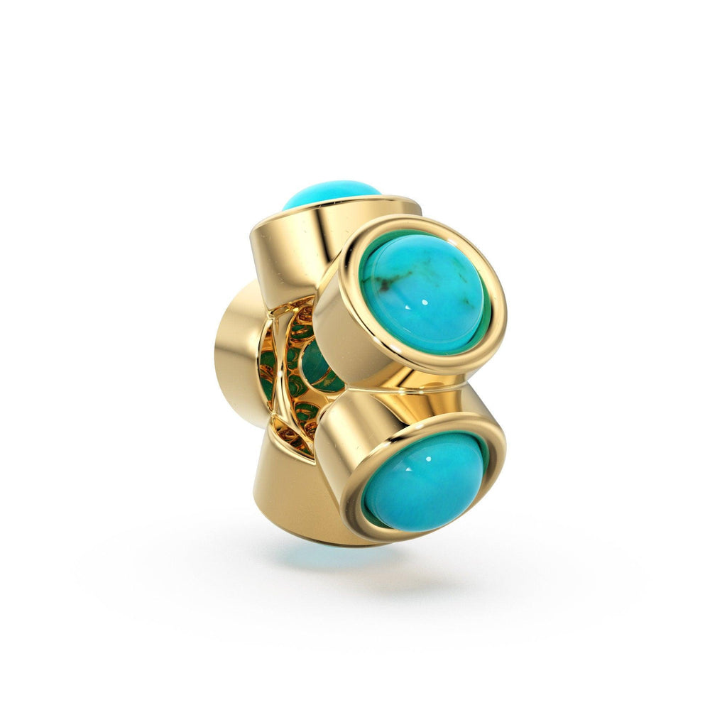 Sleeping Beauty Turquoise Solid Gold Bead Spacer Finding, Designer 14k Turquoise Spacer, Gold Finding, Solid Gold Bead, 6mm - Jalvi & Co.