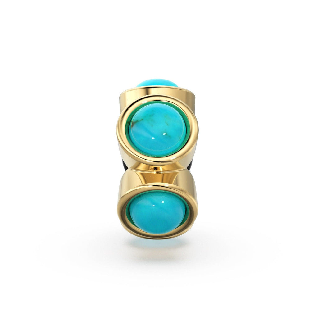 Sleeping Beauty Turquoise Solid Gold Bead Spacer Finding, Designer 14k Turquoise Spacer, Gold Finding, Solid Gold Bead, 6mm - Jalvi & Co.