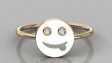 Load image into Gallery viewer, Smiley Face Diamond Band in 14k Gold / Brilliant Diamond Ring / Gold Band White Diamond Ring / Diamond Bezel Wedding Band - Jalvi &amp; Co.