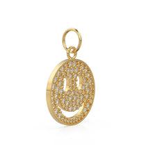 Load image into Gallery viewer, Smiling Face Smiley 18k Solid Gold Charm / 14k 18k Solid Gold Charm Pendant / Diamond Pendant / Emoji Smiling Face Connector / Gift for her - Jalvi &amp; Co.