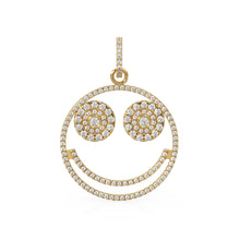 Load image into Gallery viewer, Smiling Face Smiley 18k Solid Gold Connector / 14k 18k Solid Gold Connector / Diamond Connector / Smiling Face Connector / Gift for her - Jalvi &amp; Co.