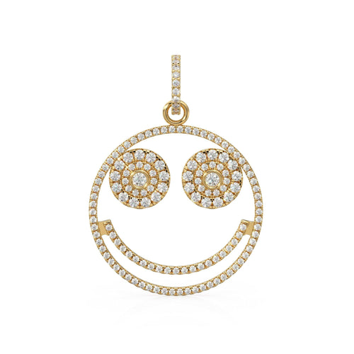 Smiling Face Smiley 18k Solid Gold Connector / 14k 18k Solid Gold Connector / Diamond Connector / Smiling Face Connector / Gift for her - Jalvi & Co.