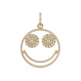 Smiling Face Smiley 18k Solid Gold Connector / 14k 18k Solid Gold Connector / Diamond Connector / Smiling Face Connector / Gift for her