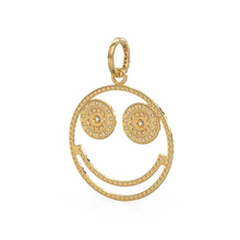 Load image into Gallery viewer, Smiling Face Smiley 18k Solid Gold Connector / 14k 18k Solid Gold Connector / Diamond Connector / Smiling Face Connector / Gift for her - Jalvi &amp; Co.