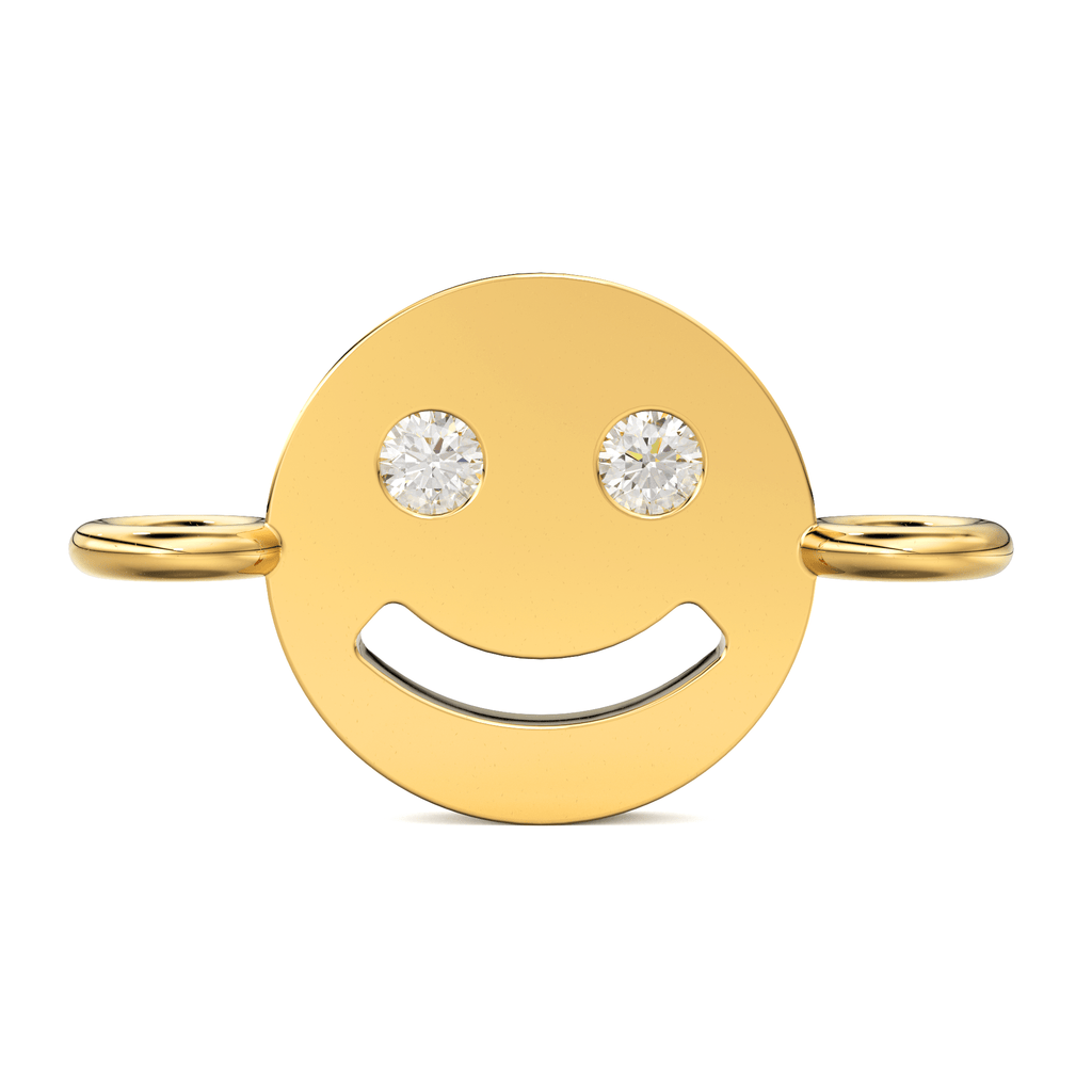 Smiling Face Solid Gold Connector / 14k 18k Solid Gold Connector / Diamond Connector / Smiling Face Connector / Christmas Sale - Jalvi & Co.