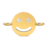 Smiling Face Solid Gold Connector / 14k 18k Solid Gold Connector / Diamond Connector / Smiling Face Connector / Christmas Sale