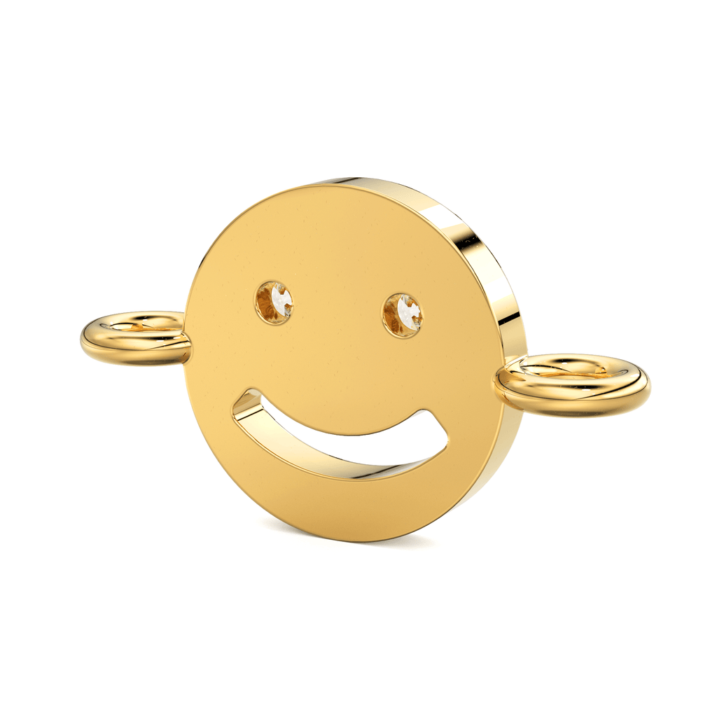 Smiling Face Solid Gold Connector / 14k 18k Solid Gold Connector / Diamond Connector / Smiling Face Connector / Christmas Sale - Jalvi & Co.