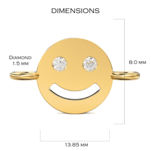 Load image into Gallery viewer, Smiling Face Solid Gold Connector / 14k 18k Solid Gold Connector / Diamond Connector / Smiling Face Connector / Christmas Sale - Jalvi &amp; Co.