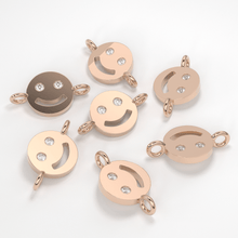 Load image into Gallery viewer, Smiling Face Solid Gold Connector / 14k 18k Solid Gold Connector / Diamond Connector / Smiling Face Connector / Christmas Sale - Jalvi &amp; Co.