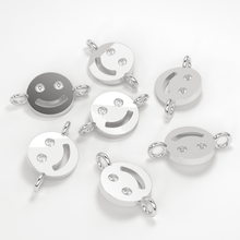 Load image into Gallery viewer, Smiling Face Solid Gold Connector / 14k 18k Solid Gold Connector / Diamond Connector / Smiling Face Connector / Christmas Sale - Jalvi &amp; Co.