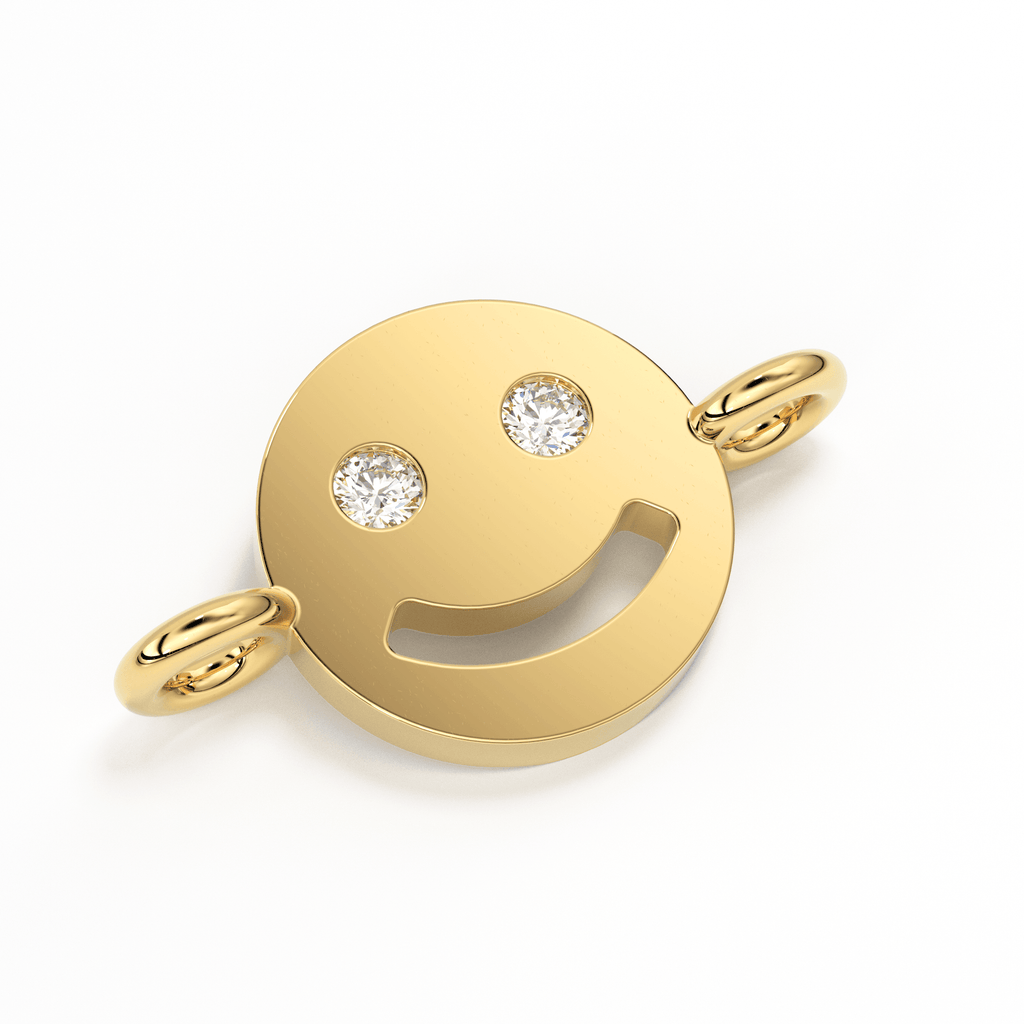 Smiling Face Solid Gold Connector / 14k 18k Solid Gold Connector / Diamond Connector / Smiling Face Connector / Christmas Sale - Jalvi & Co.