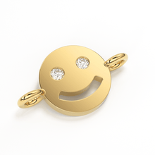 Load image into Gallery viewer, Smiling Face Solid Gold Connector / 14k 18k Solid Gold Connector / Diamond Connector / Smiling Face Connector / Christmas Sale - Jalvi &amp; Co.