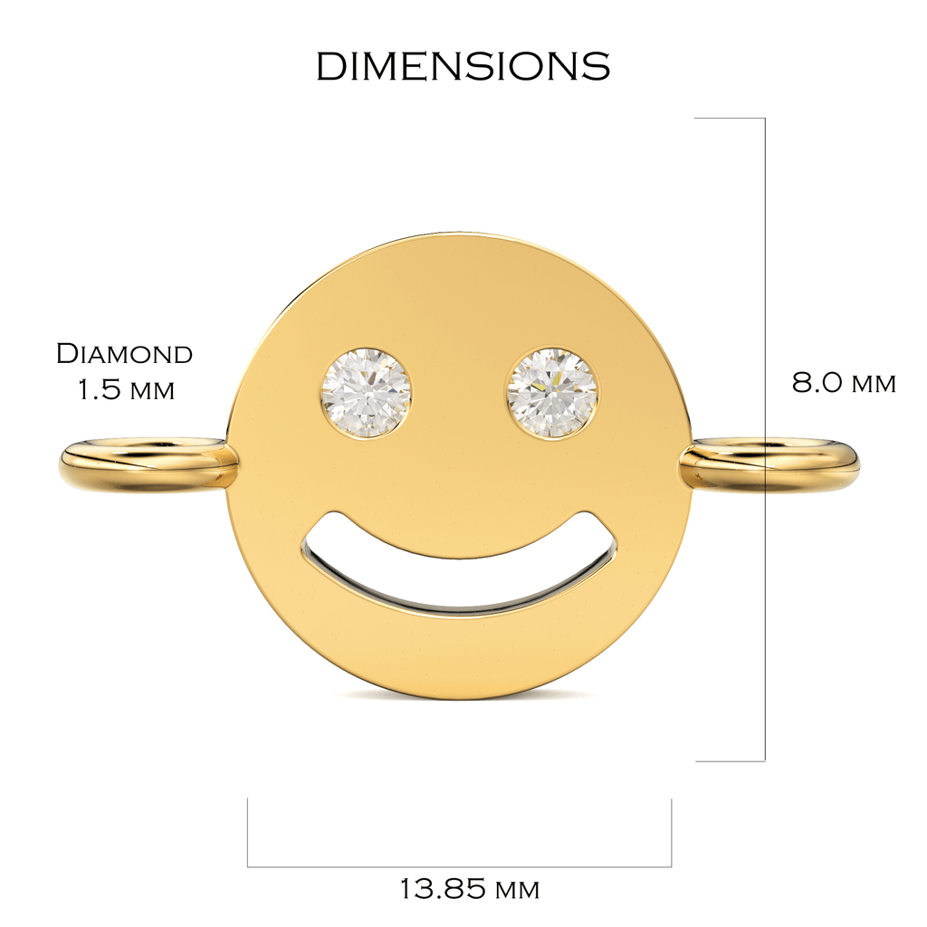 Smiling Face Solid Gold Connector / 14k 18k Solid Gold Connector / Diamond Connector / Smiling Face Connector / Christmas Sale - Jalvi & Co.