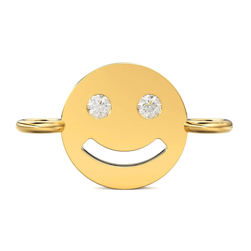 Smiling Face Solid Gold Connector / 14k 18k Solid Gold Connector / Diamond Connector / Smiling Face Connector / Sale - Jalvi & Co.