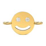 Smiling Face Solid Gold Connector / 14k 18k Solid Gold Connector / Diamond Connector / Smiling Face Connector / Sale