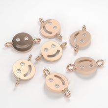 Load image into Gallery viewer, Smiling Face Solid Gold Connector / 14k 18k Solid Gold Connector / Diamond Connector / Smiling Face Connector / Sale - Jalvi &amp; Co.