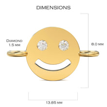 Load image into Gallery viewer, Smiling Face Solid Gold Connector / 14k 18k Solid Gold Connector / Diamond Connector / Smiling Face Connector / Sale - Jalvi &amp; Co.