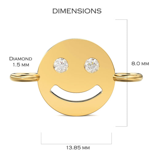 Smiling Face Solid Gold Connector / 14k 18k Solid Gold Connector / Diamond Connector / Smiling Face Connector / Sale - Jalvi & Co.